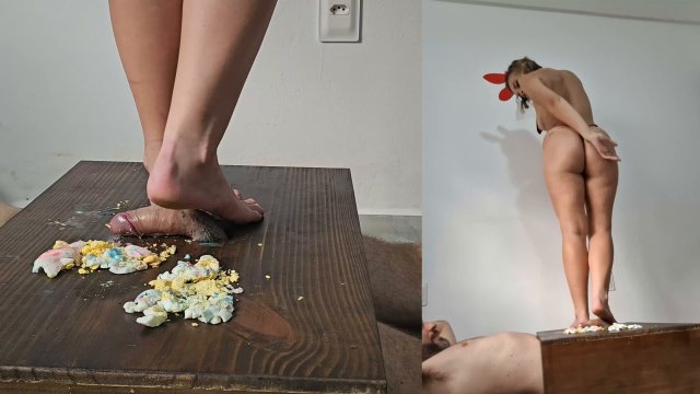 Poster: CRUELBeauties Foot Fetish - #072 Easter Red Bunny Crushing The Eggs - Cruel Beauties