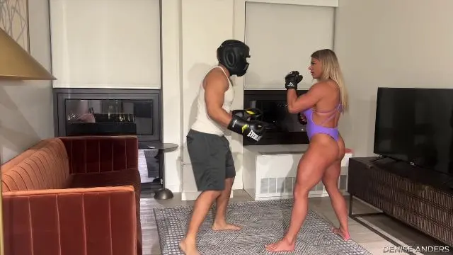 Poster: Denise Anders Femdom Fantasy: femdom kicking - Ultimate Beatdown: Muscular Fury Denise Anders Unleashes