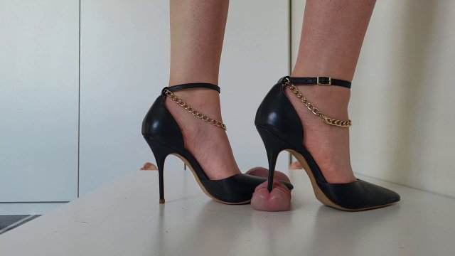 Poster: High Heels Goddess Lady Latisha Cock Trampling - Lady Latisha - Black Leather SANMARINA Stilettos - Cock Trampling CBT Shoejob - POV