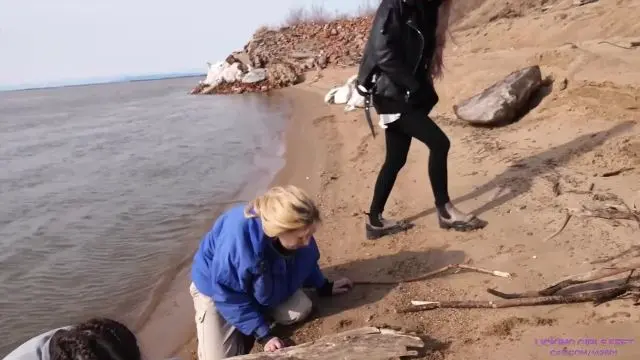 Poster: LICKING GIRLS FEET: lesbian domination video - SARAH and VICTORIA - Humiliation by the lake!