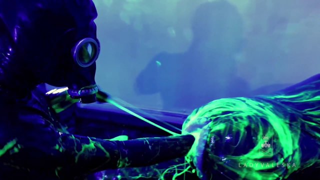 Poster: Lady Valeska FemDom Atm - Rubber Double Fisting with UV Slime