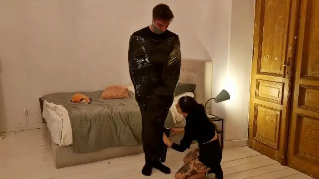Poster: Liricaa Lamat: femdom bondage leather - Mummification Challenge