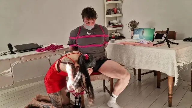 Poster: Liricaa Lamat: femdom bondage tape - Speakuss gets punished for gaming