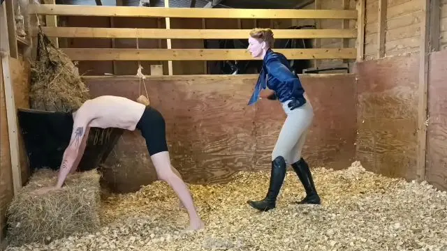 Poster: Madam M: femdom mature whip - Sadistic Stables Sack Smashing extreme ballbusting and cropping punishment