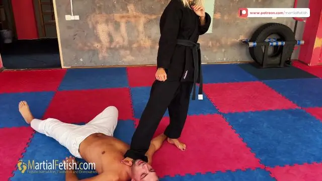 Poster: Martial Fetish: femdom beating tube - Olha black gi karate beatdown domination