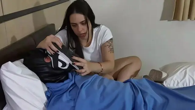 Poster: SOLES AND FOOT FETISH: foot mistress session - BELLATRIX PUNISHING HER MALE SLVE BY ORDERING HIM SNIFF AND LICK HER SNEAKERS SLIPPERS AN SOCKS